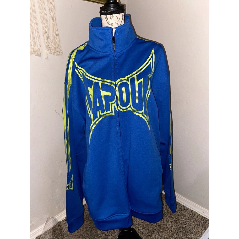 VTGTapout Men's Blue/Yellow Full-Zip Track Jacket Knit Cotton Blend Stand-Up 2XL